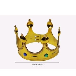 👑 Lot of 4 pcs Gold Crown Set – Birthday King & Queen Party Crowns (Plastic) 🎉